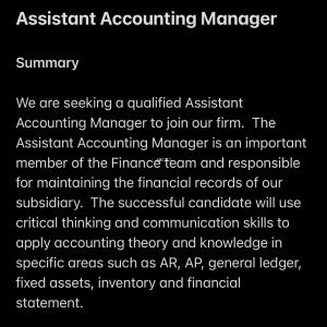 Assistant Accounting Manager