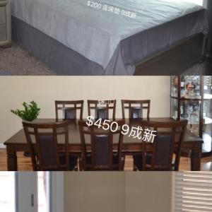 出9成新全皮沙发，9成新dinning table，9成新双